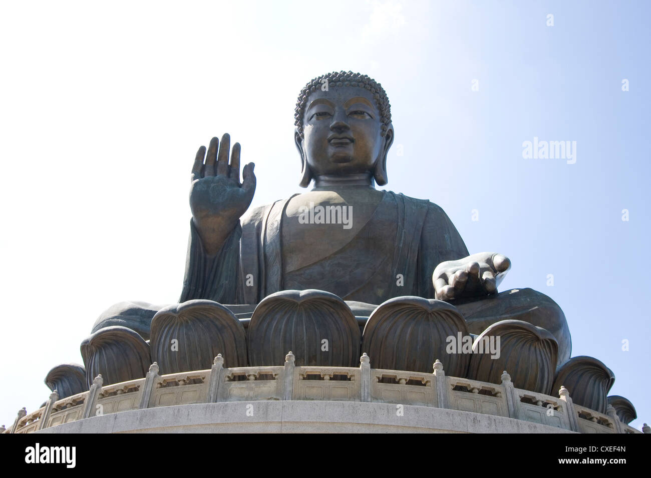 Tian Tan Big Buddha next to the Po Lin Monastery on Lantau Island, Hong Kong, China. Stock Photo