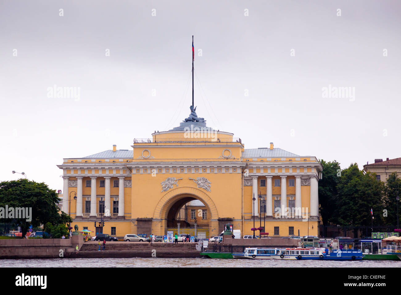 St Petersburg, Russia, Admiralty Building along the Neva River Stock Photo