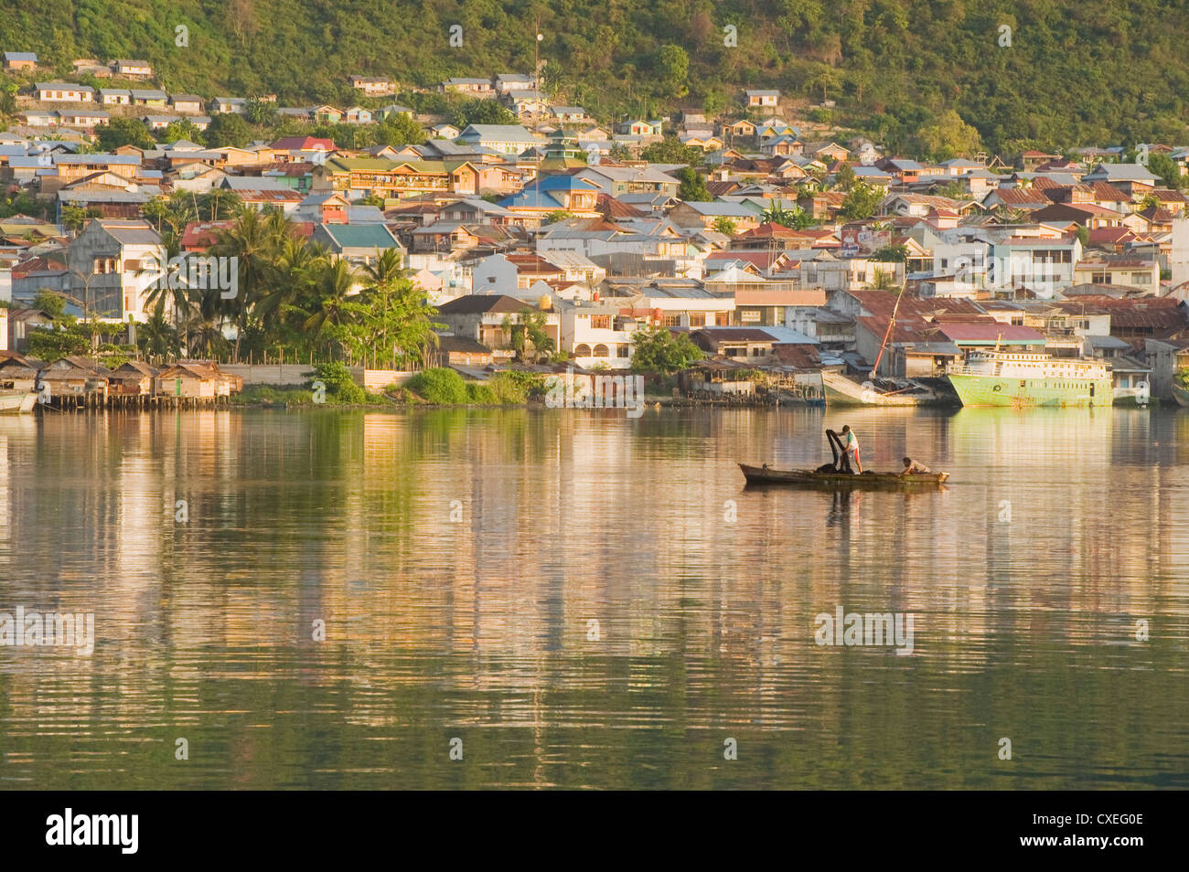 Sunrise, Luwuk Harbor, Tompotika Peninsula, Central Sulawesi, Indonesia Stock Photo