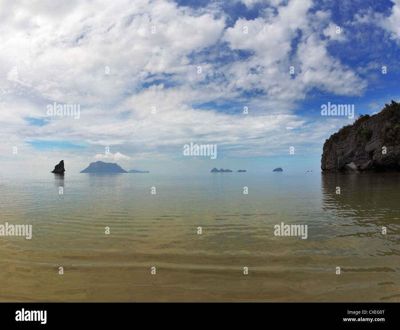 Foggy morning in the Gulf of Thailand Stock Photo