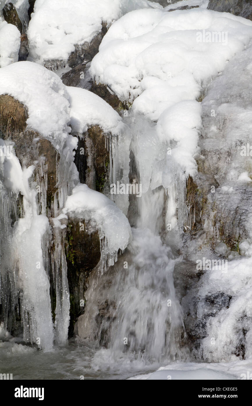 Waterfall in winter, Todtnauberg Black Forest, Germany Stock Photo