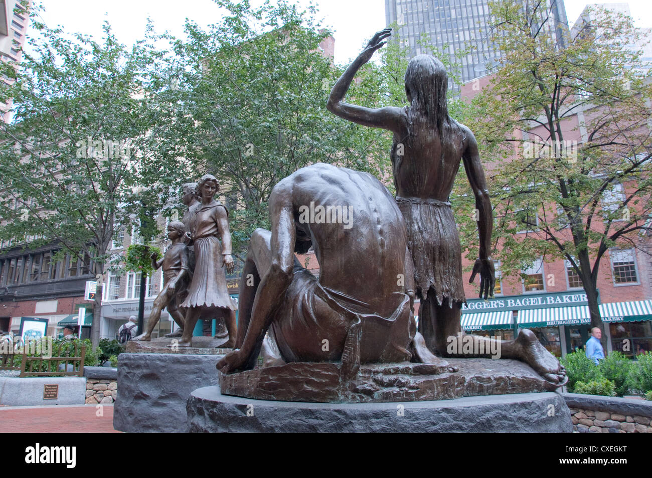 Irish potato famine memorial by Robert Shure in Boston Stock Photo