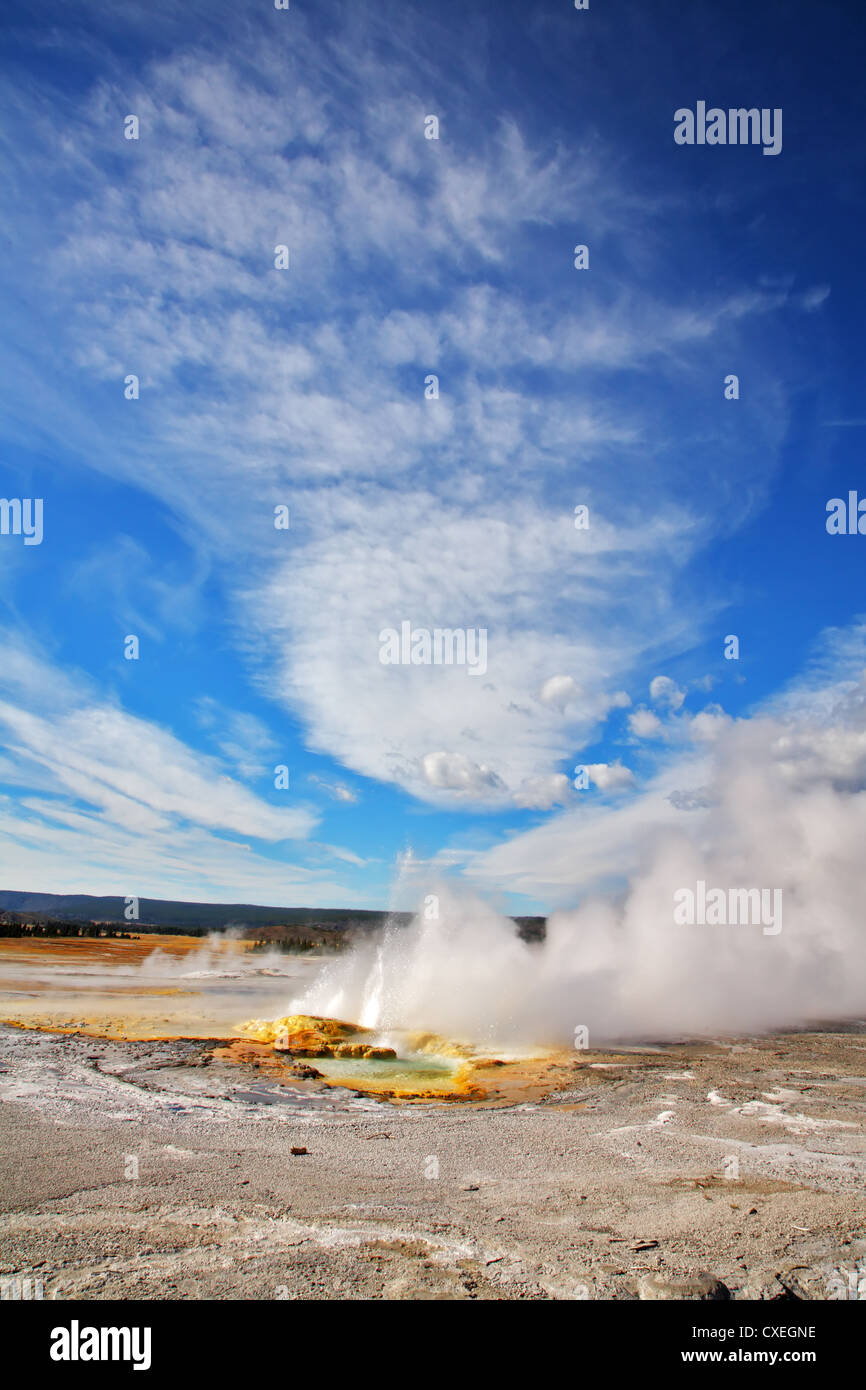 The  geysers and hot sources in Yellowstone national park. Stock Photo
