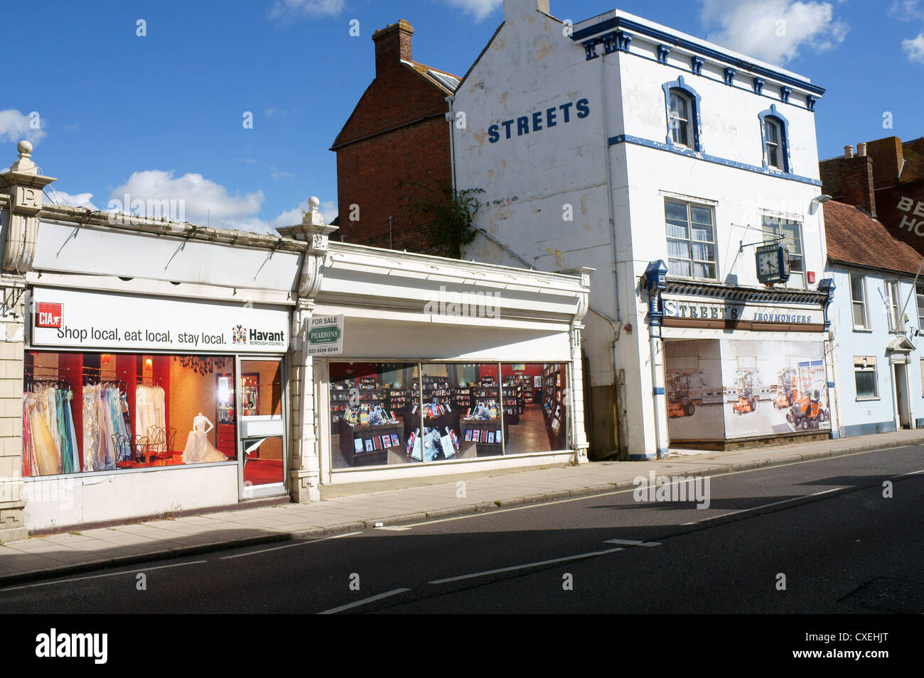 Closed down and boarded up shops, Havant, Hampshire, UK Stock Photo