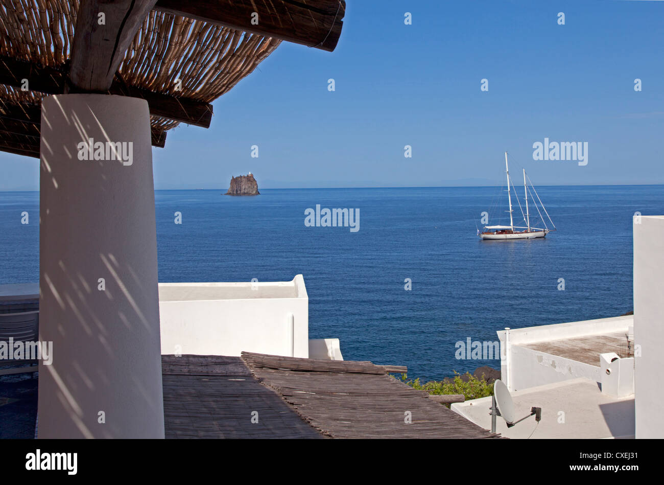 View over Mediterranean Sea, Stromboli, Italy Stock Photo