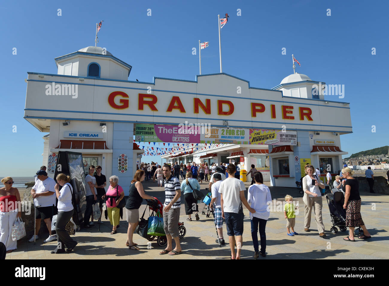 Grand Pier entrance, Weston-Super-Mare, Somerset, England, United Kingdom Stock Photo