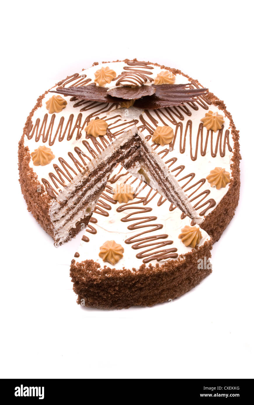 Chocolate pie on a white background Stock Photo