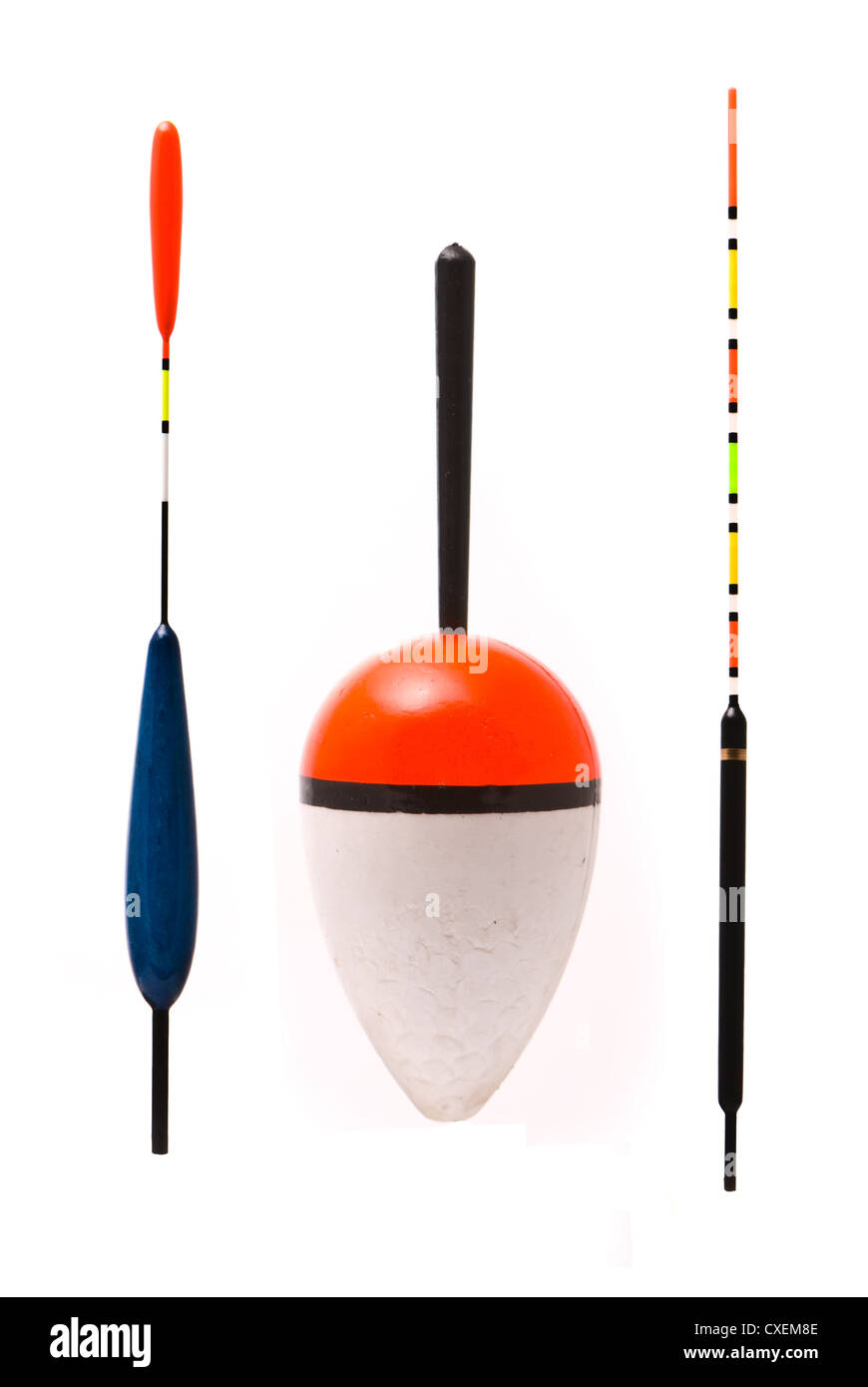 Fishing floats on a white background. Stock Photo