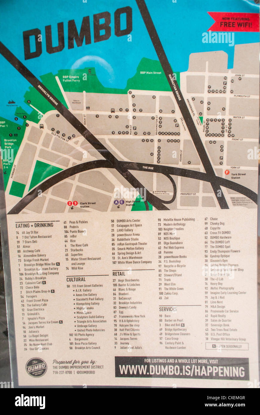 Dumbo New York Map New York City, Ny, Usa, Map Of Dumbo Area, Brooklyn, Gentrification Of City  Areas In Us Stock Photo - Alamy