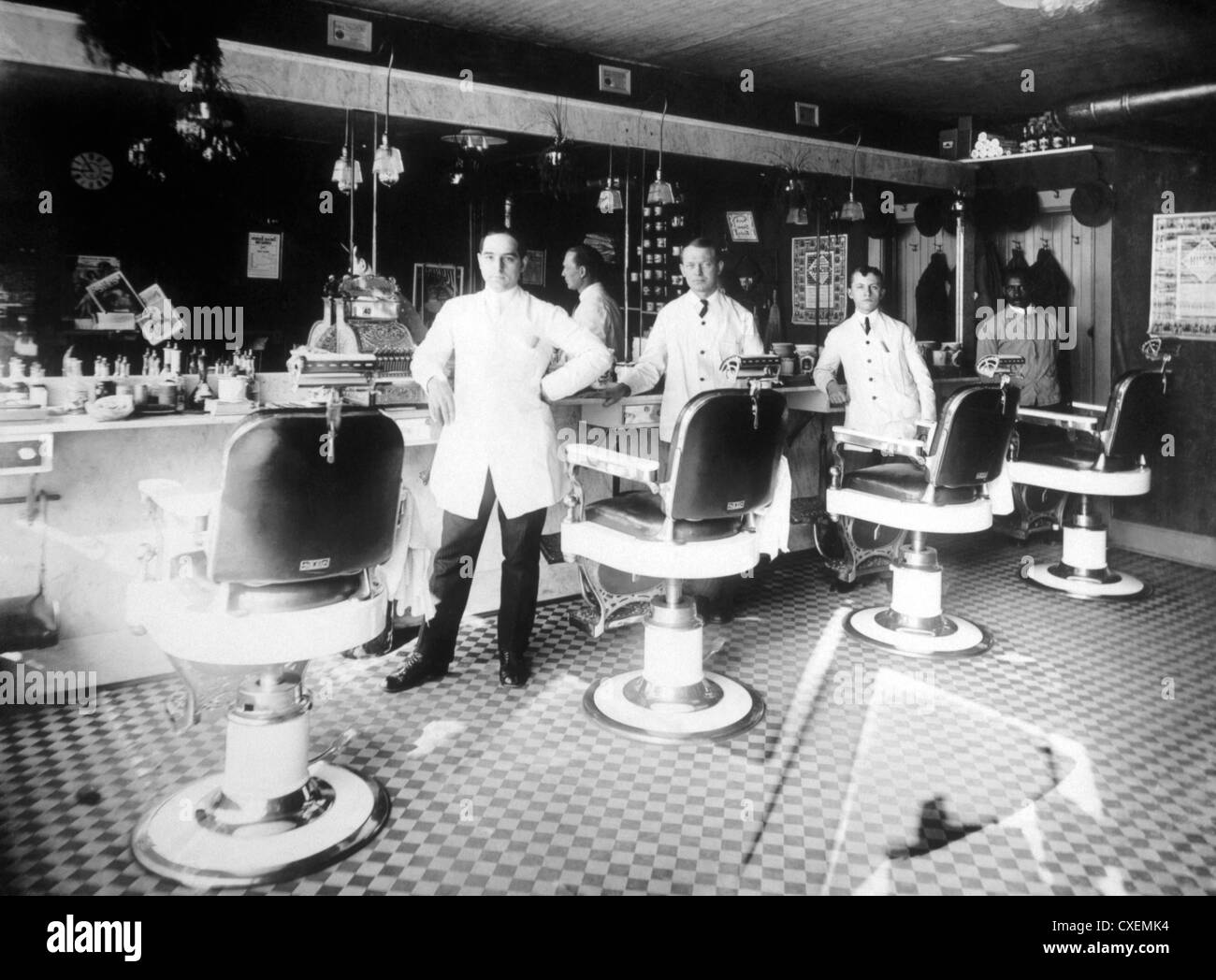 Barber Shop, Circa 1915 Stock Photo