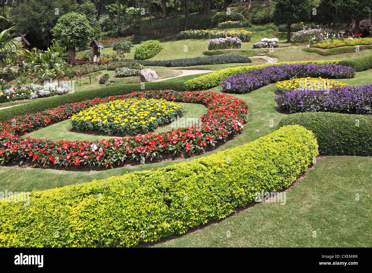 The decorated flower beds Stock Photo
