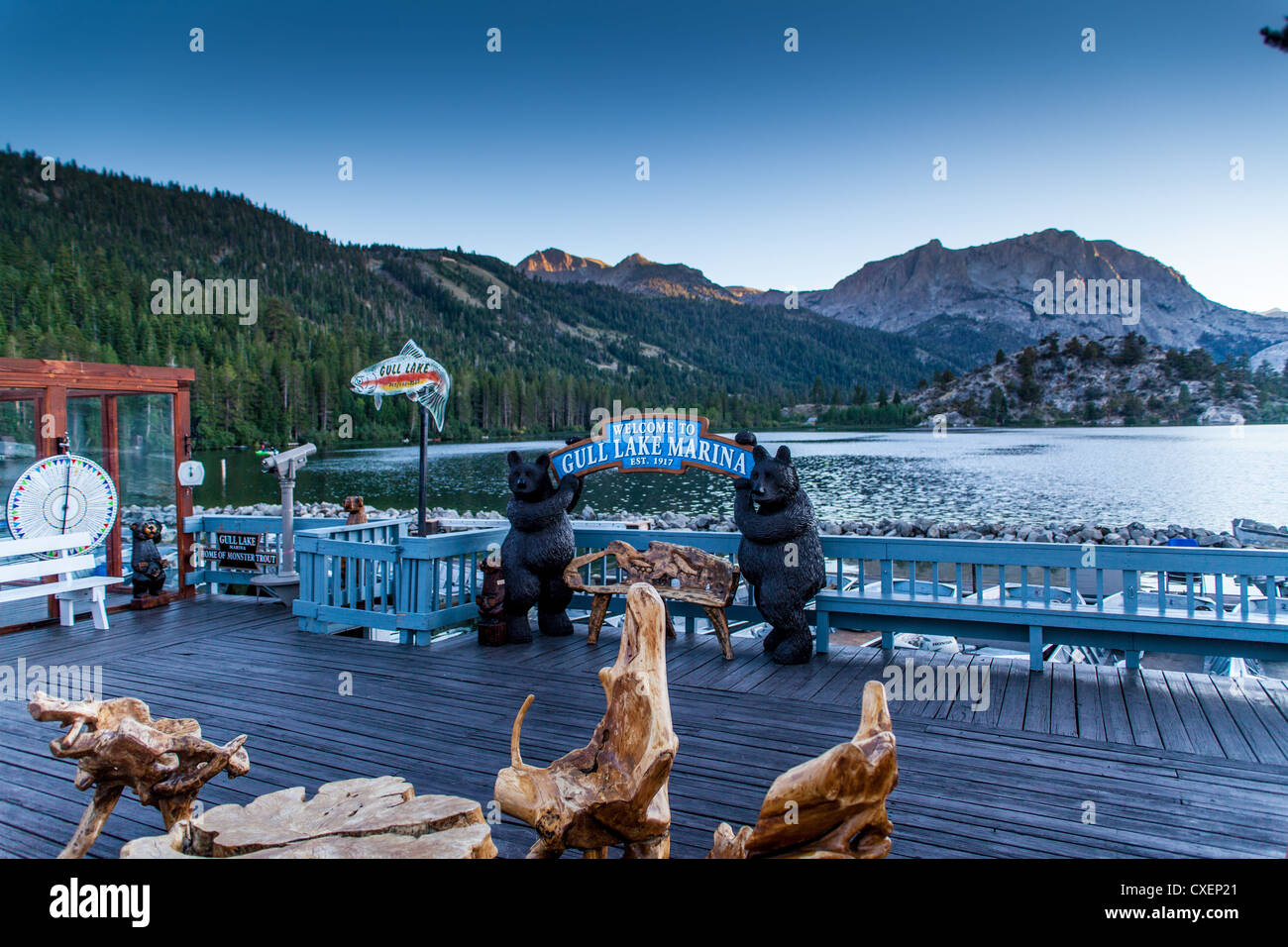 Gull Lake Marina in June Lake California Stock Photo Alamy