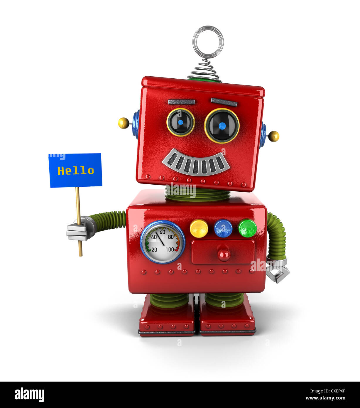 Little happy vintage toy robot Stock Photo Alamy