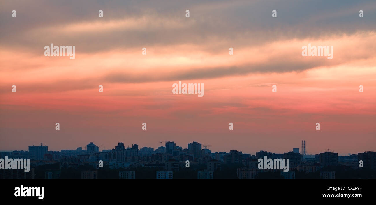 Sunset Over City Stock Photo
