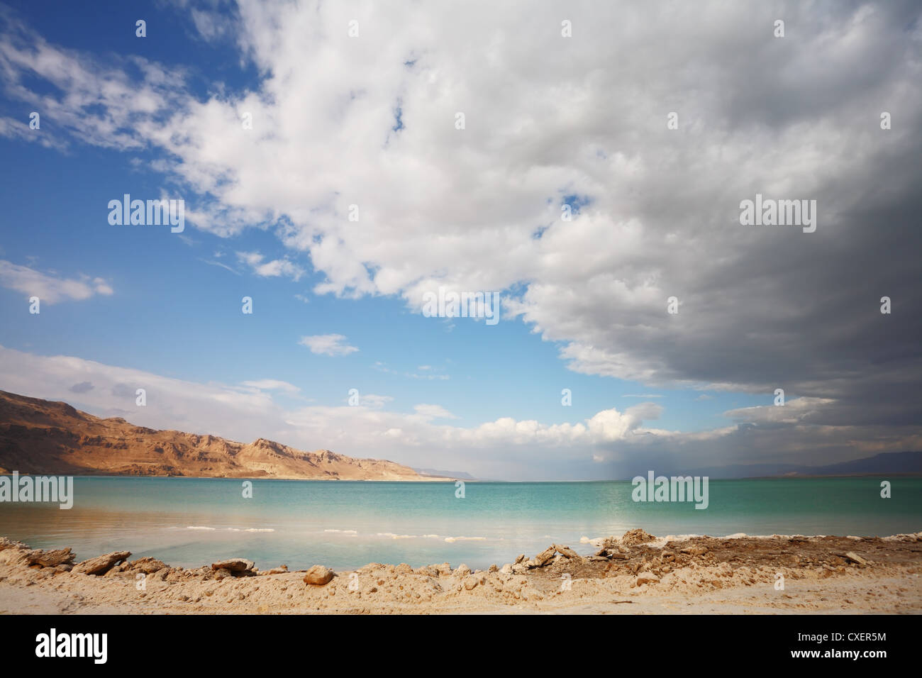 Sunset on the Dead Sea in Israel Stock Photo