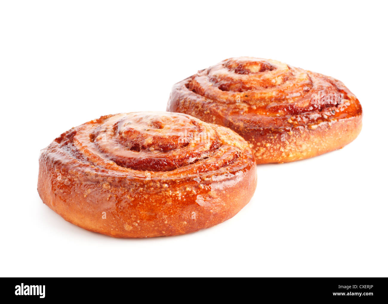 two sweet buns with cinnamon Stock Photo