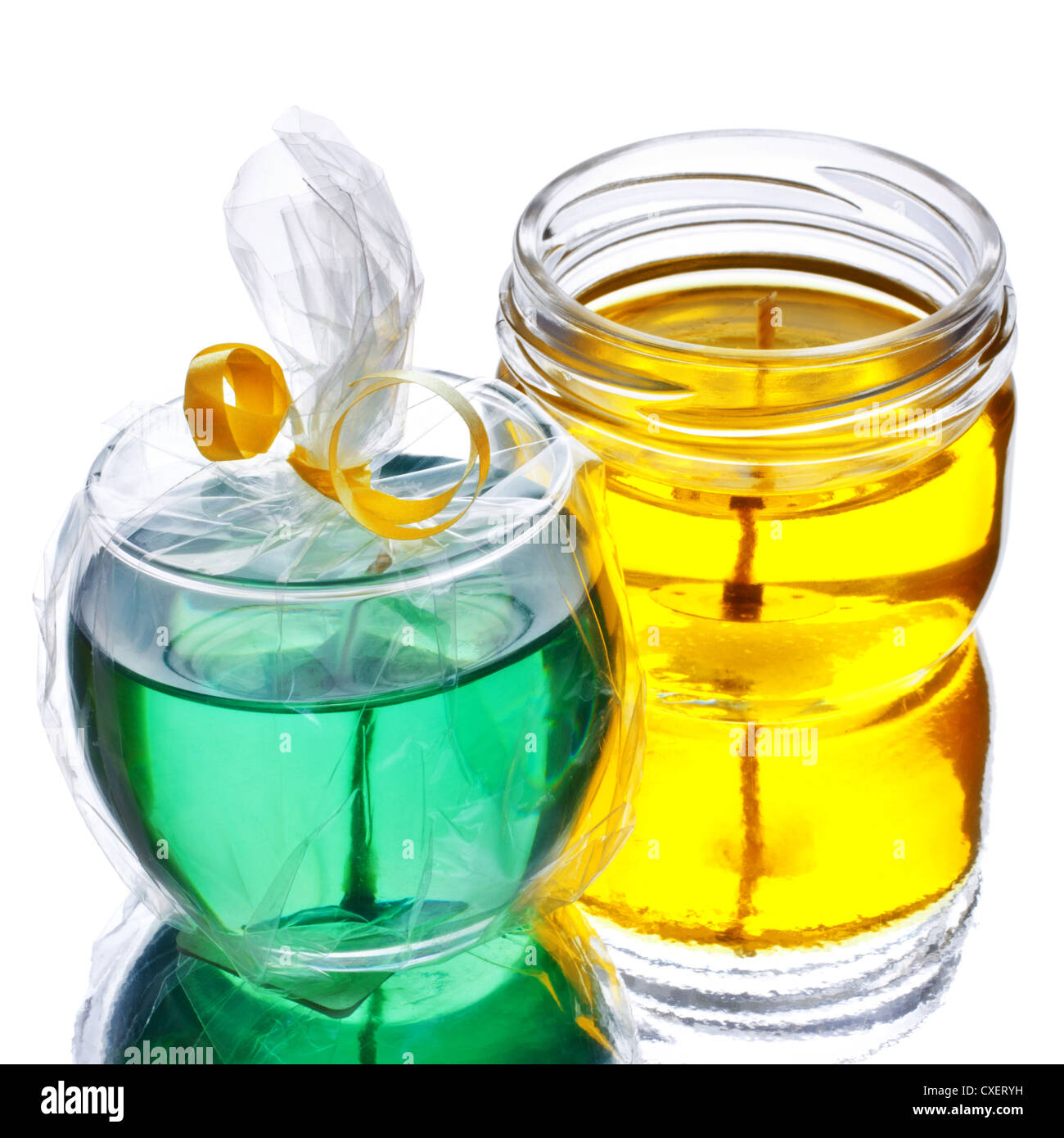green and yellow gel candles Stock Photo Alamy