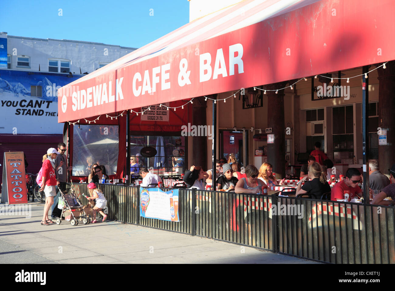 Sidewalk Cafe and Bar, Venice Beach, Los Angeles, California, USA Stock