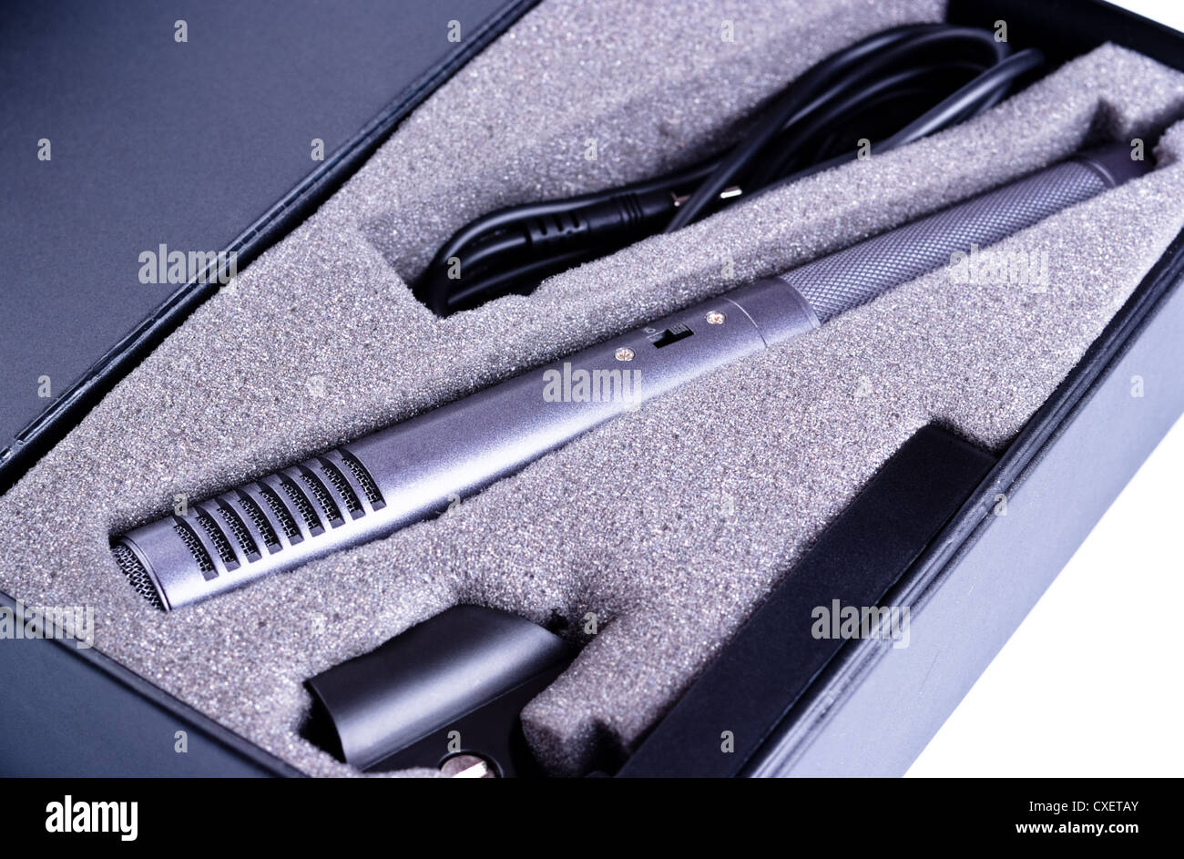 microphone set in black box Stock Photo