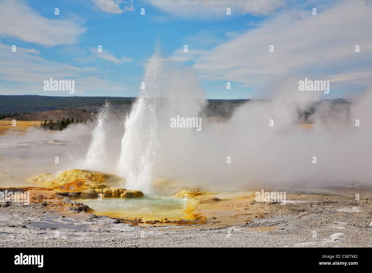 The geysers and hot sources in Yellowstone Stock Photo
