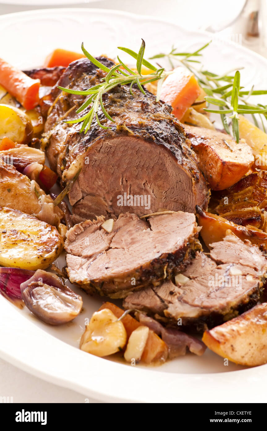 lamb roast with potato Stock Photo Alamy