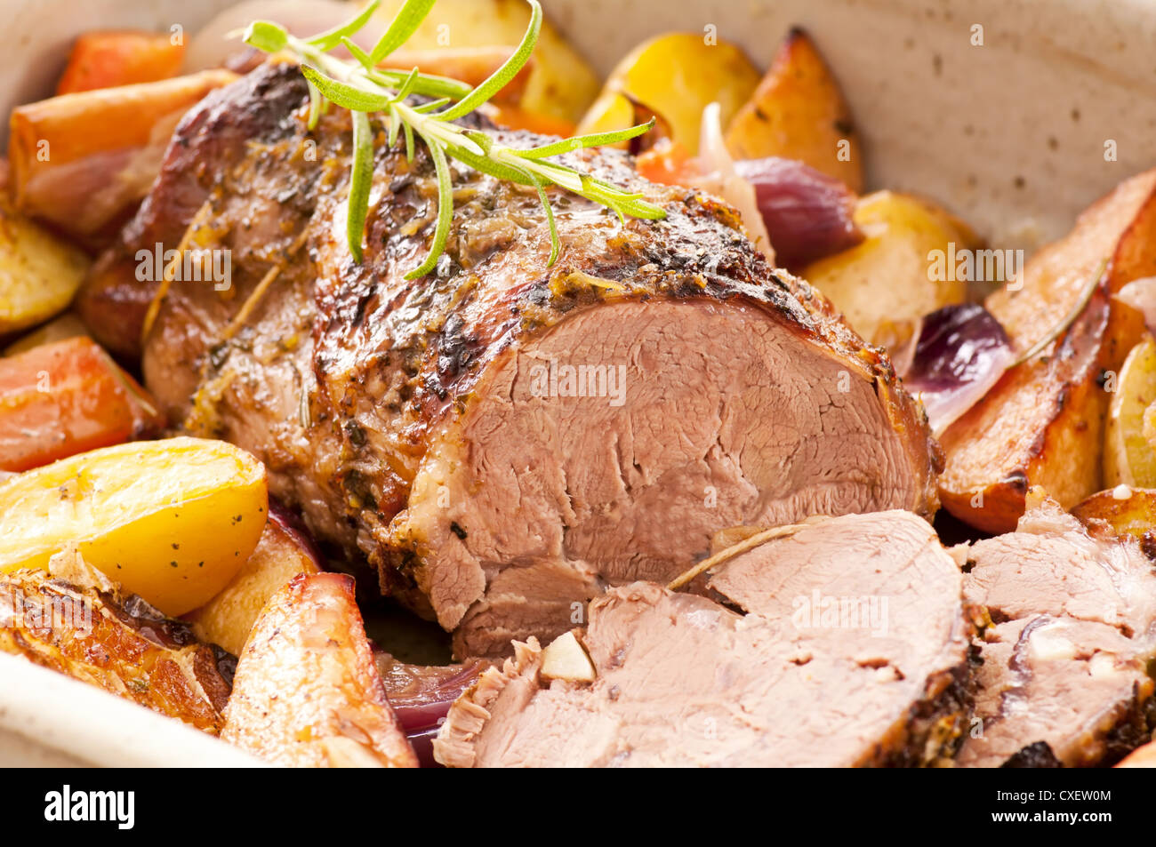lamb roast with the vegetables Stock Photo Alamy