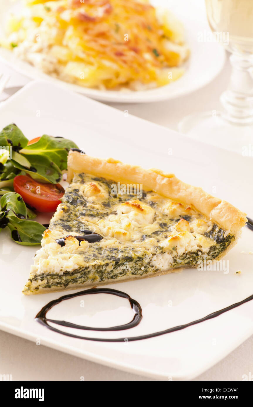 tarte with spinach and feta Stock Photo Alamy