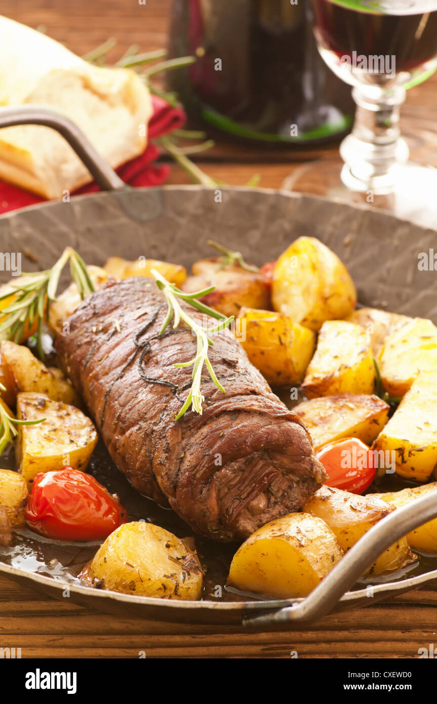 roulade with roasted potato Stock Photo