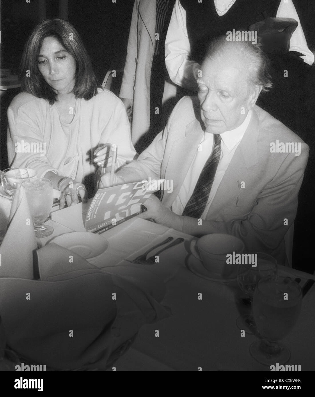 Argentinan Writer Jorge Luis Borges and wife Maria Kodama 1984 Stock ...