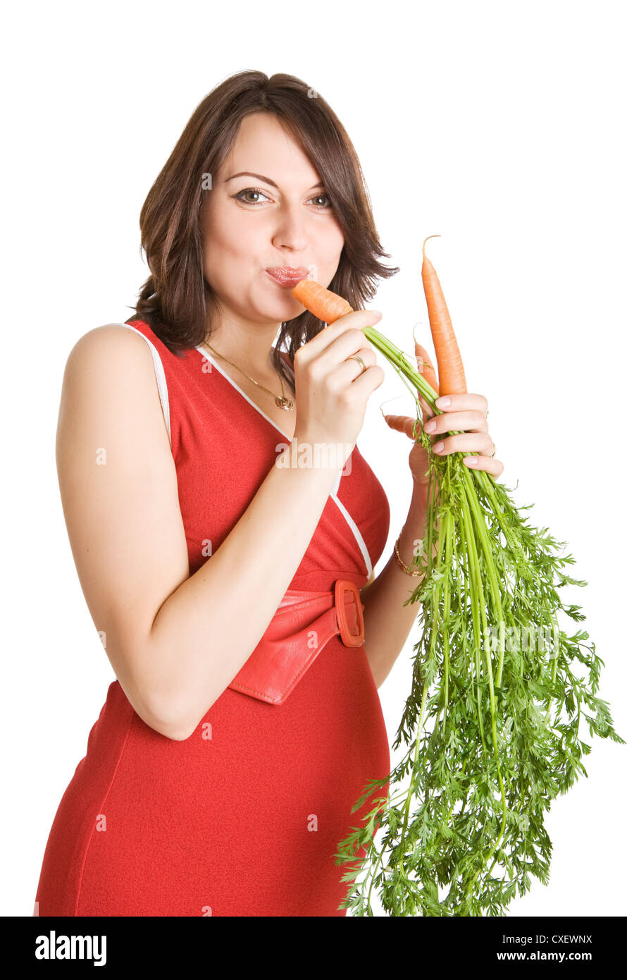pregnant woman with fresh carrots Stock Photo Alamy