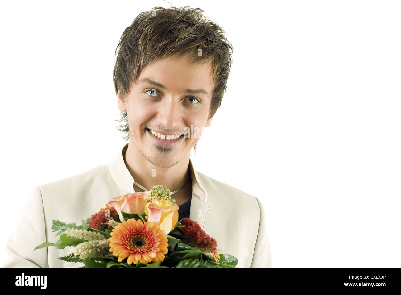 happy young man looking at camera Stock Photo - Alamy