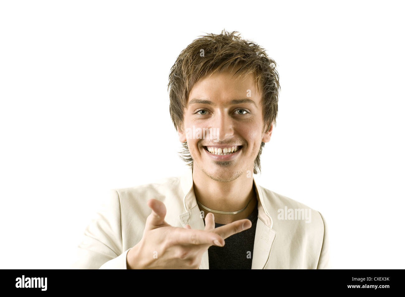 happy young man looking at camera Stock Photo - Alamy