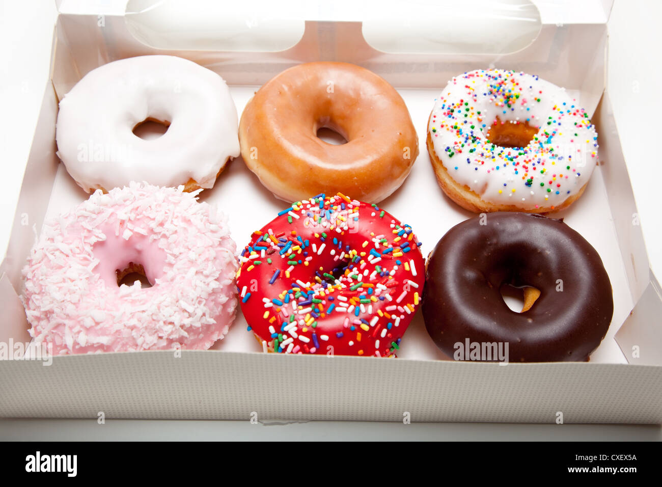 Box of assorted donuts Stock Photo Alamy