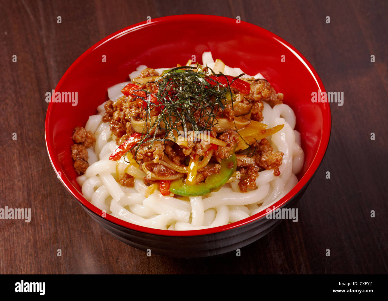 udon noodles with beef tendon stew Stock Photo Alamy