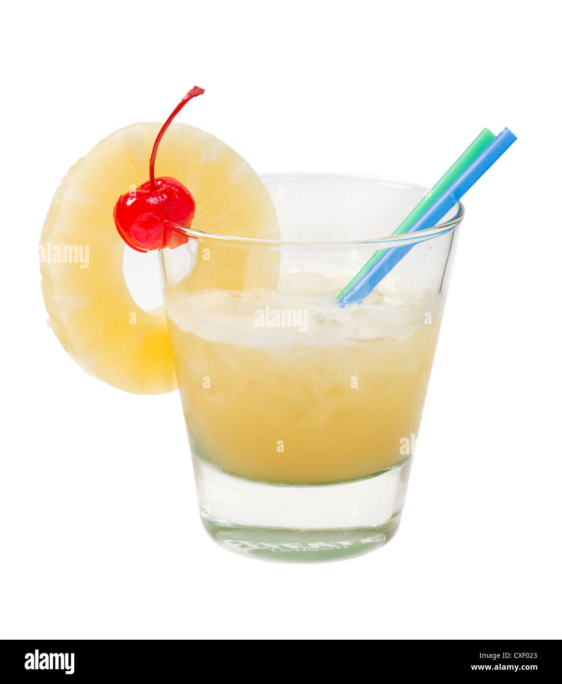 tropical pineapple cocktai. isolated Stock Photo