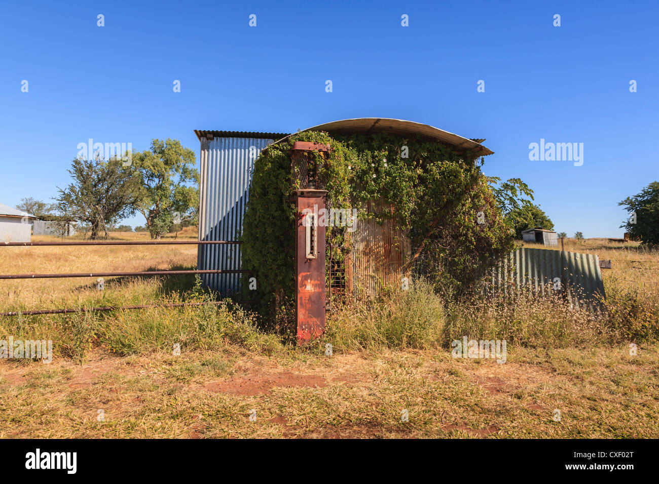 Petrol pump in the ghost town of Newcastle Waters in Australia's Northern Territory. Stock Photo