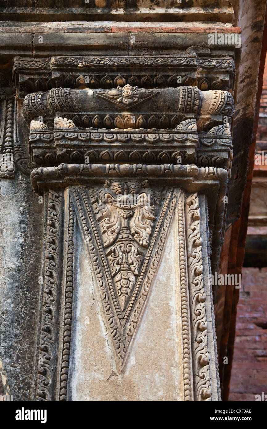Pillar detail of SULAMANI TEMPLE built in 1183 by Narapatisithu - BAGAN, MYANMAR Stock Photo