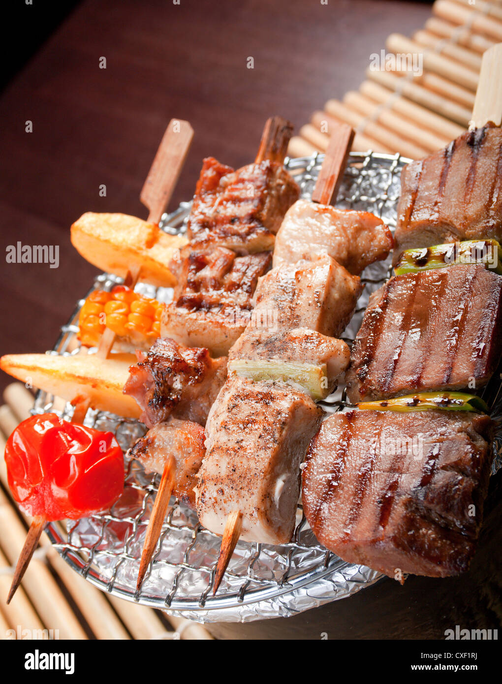 Japanese skewered meat Stock Photo Alamy