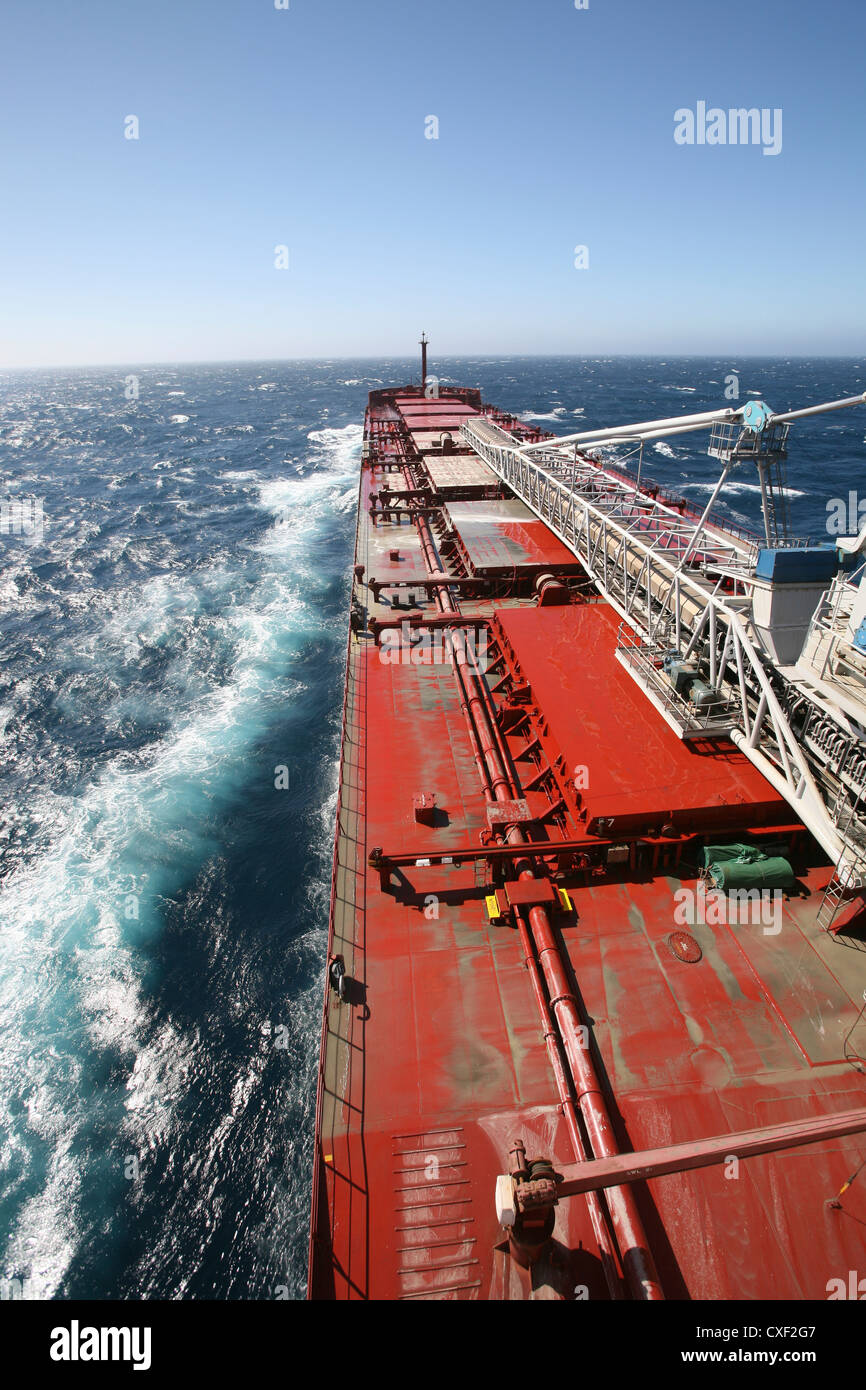 Deck of freight ship Stock Photo