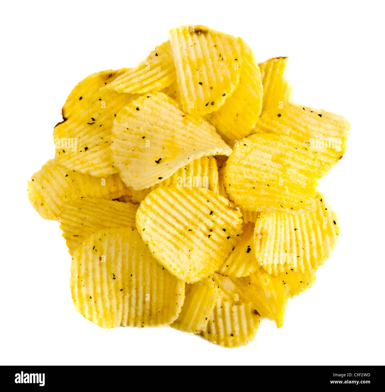 handful of yellow potato chips Stock Photo Alamy