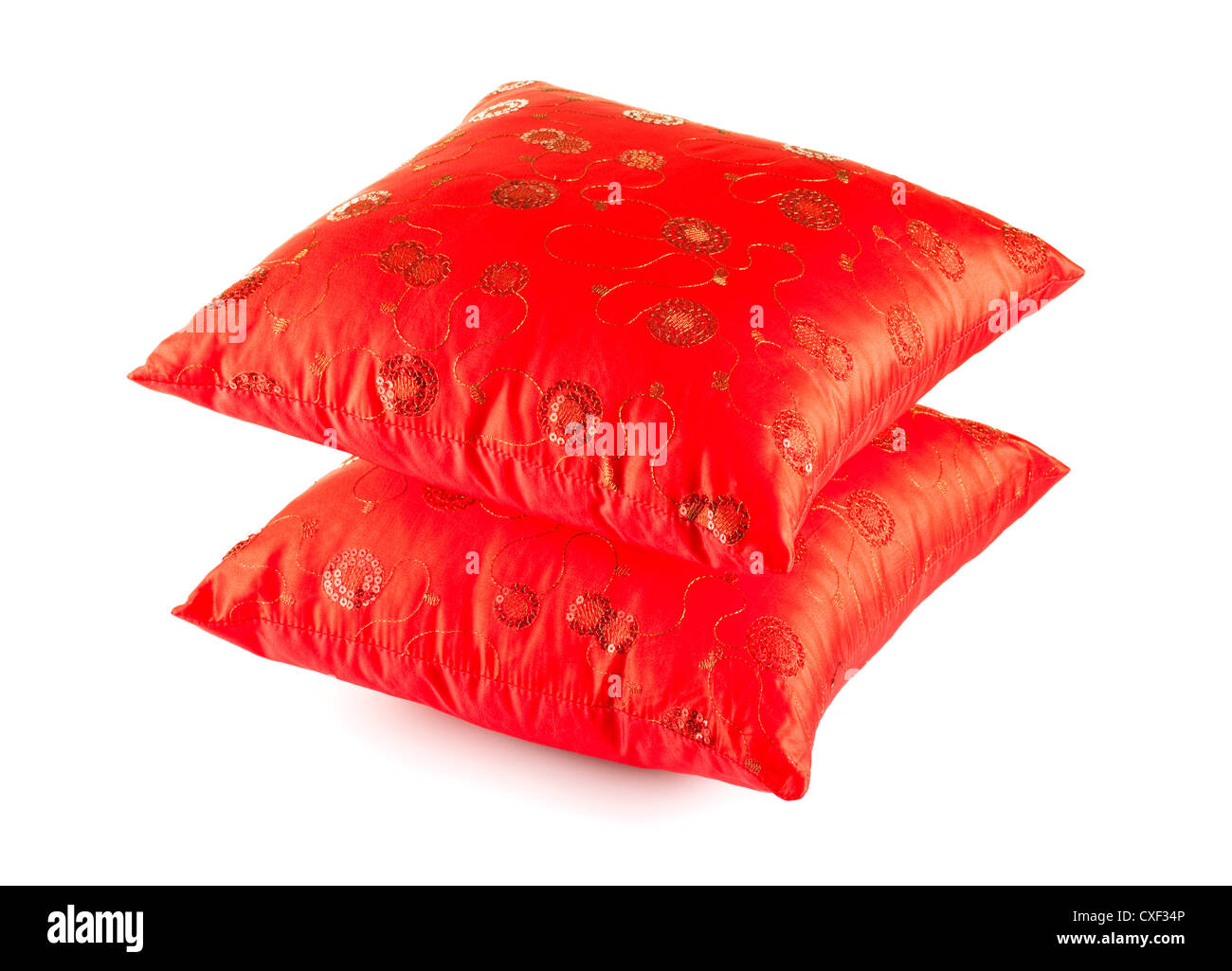 two red decorative pillows Stock Photo
