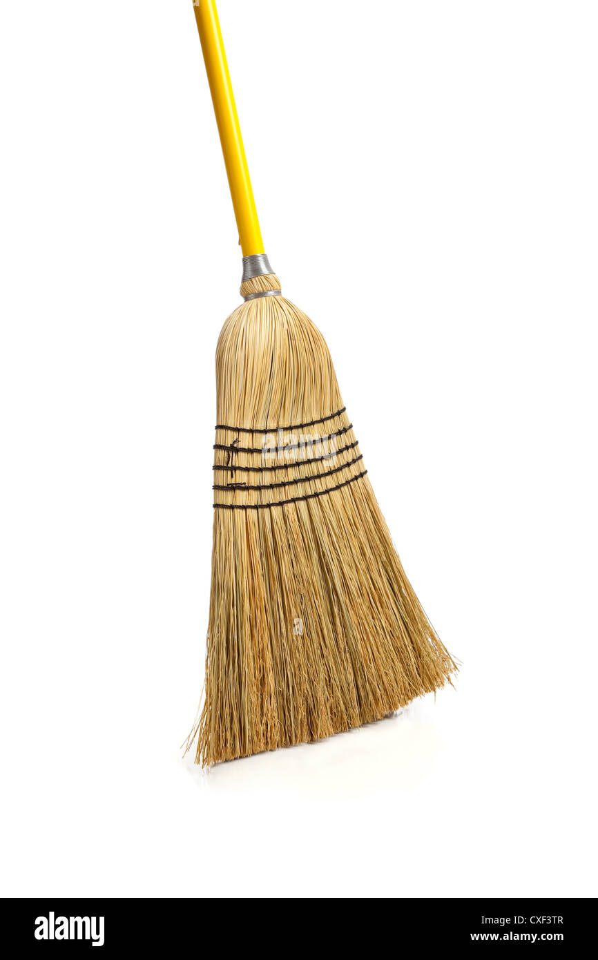 Straw broom on a white background Stock Photo Alamy