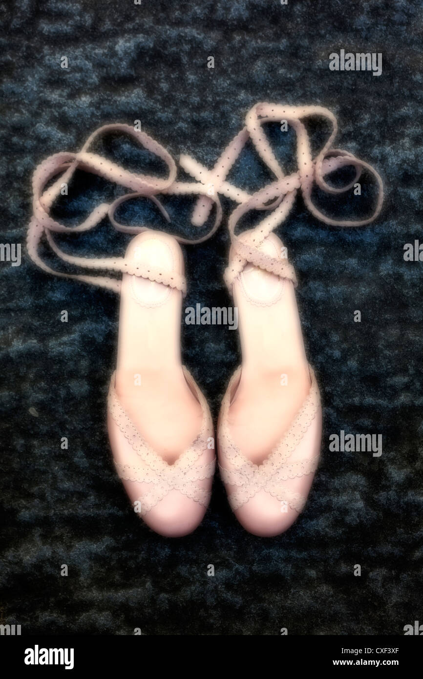 a pair of pink dancing shoes Stock Photo