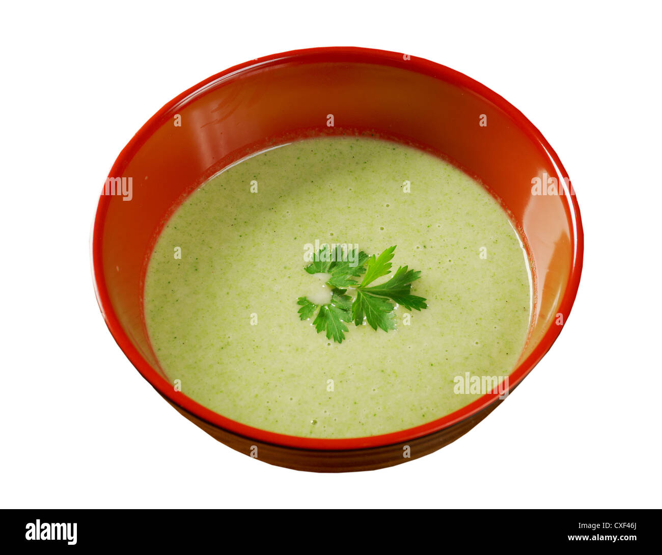 Bowl of cream of broccoli soup Stock Photo Alamy