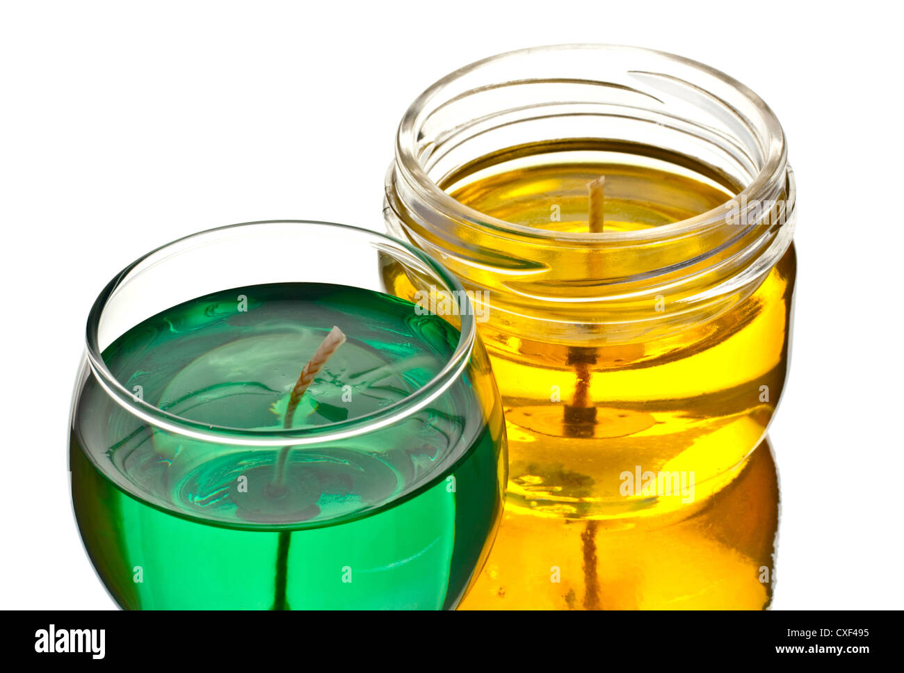 green and yellow gel candles Stock Photo Alamy