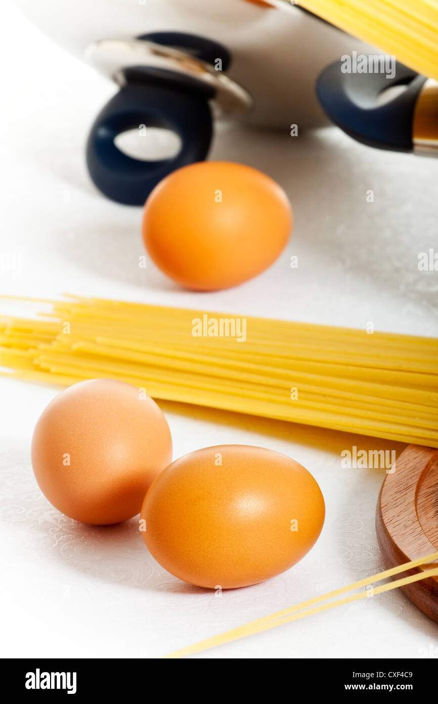 spaghetti and eggs Stock Photo Alamy