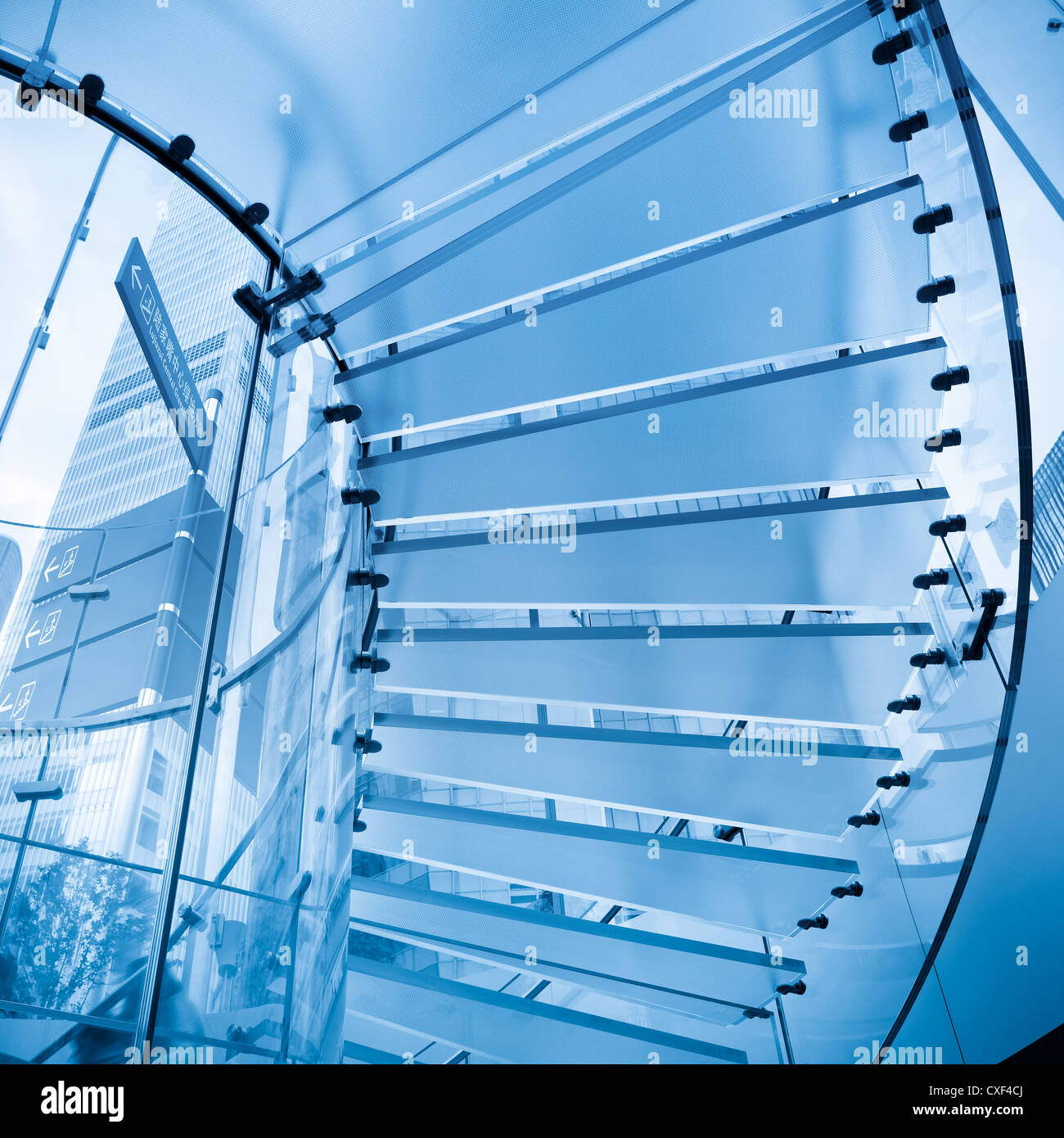 futuristic glass staircase Stock Photo
