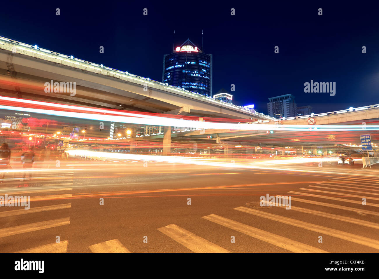light trails on the viaduct in beijing Stock Photo - Alamy