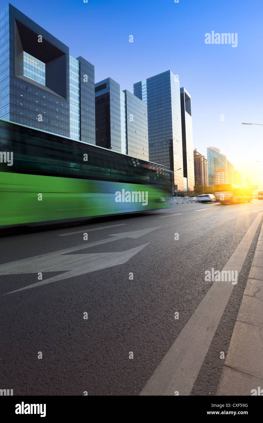 modern city street at dusk Stock Photo