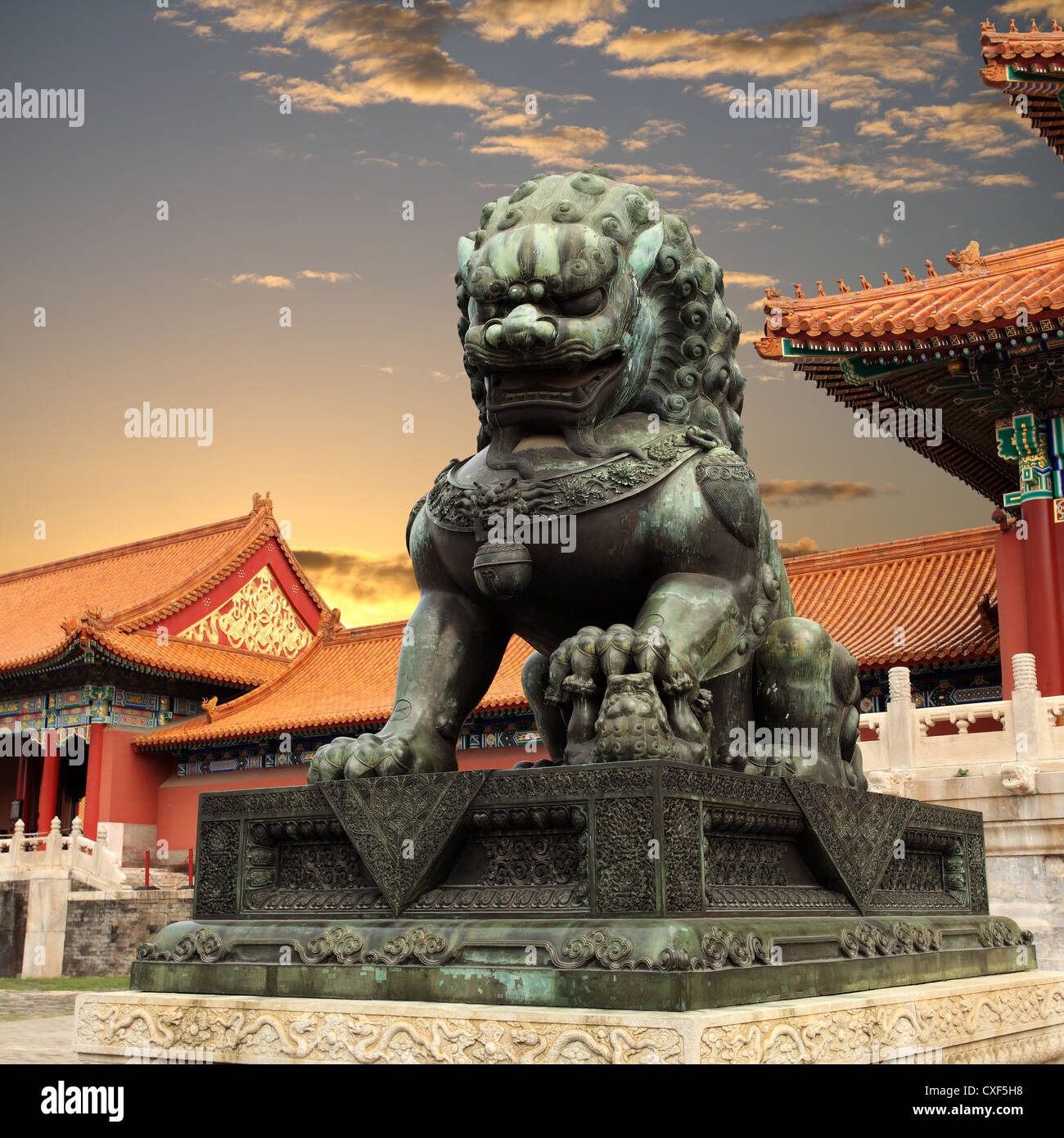 Bronze lion statue forbidden city hires stock photography and images